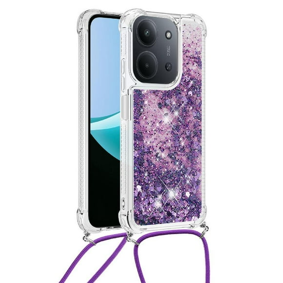 Funda FOXDOCK para Xiaomi Redmi 15C con Cuerda Ajustable, Brillo Líquido, Protección Antigolpes y Lente – Ideal para Regalo