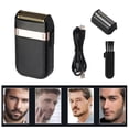 thumbnail image 2 of Afeitadora facial portátil para hombre: recargable por USB-C, resistente al agua, con doble cabezal de láminas, recortador inalámbrico para pelo largo, ideal para viajes o uso doméstico, 2 of 7