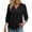 Black, variant on Women's Lace Trim Blouses V Neck Puffed 3/4 Sleeve Lounge Shirts Loose Fit Solid Color Tunic Tops for Daily Work Orange S