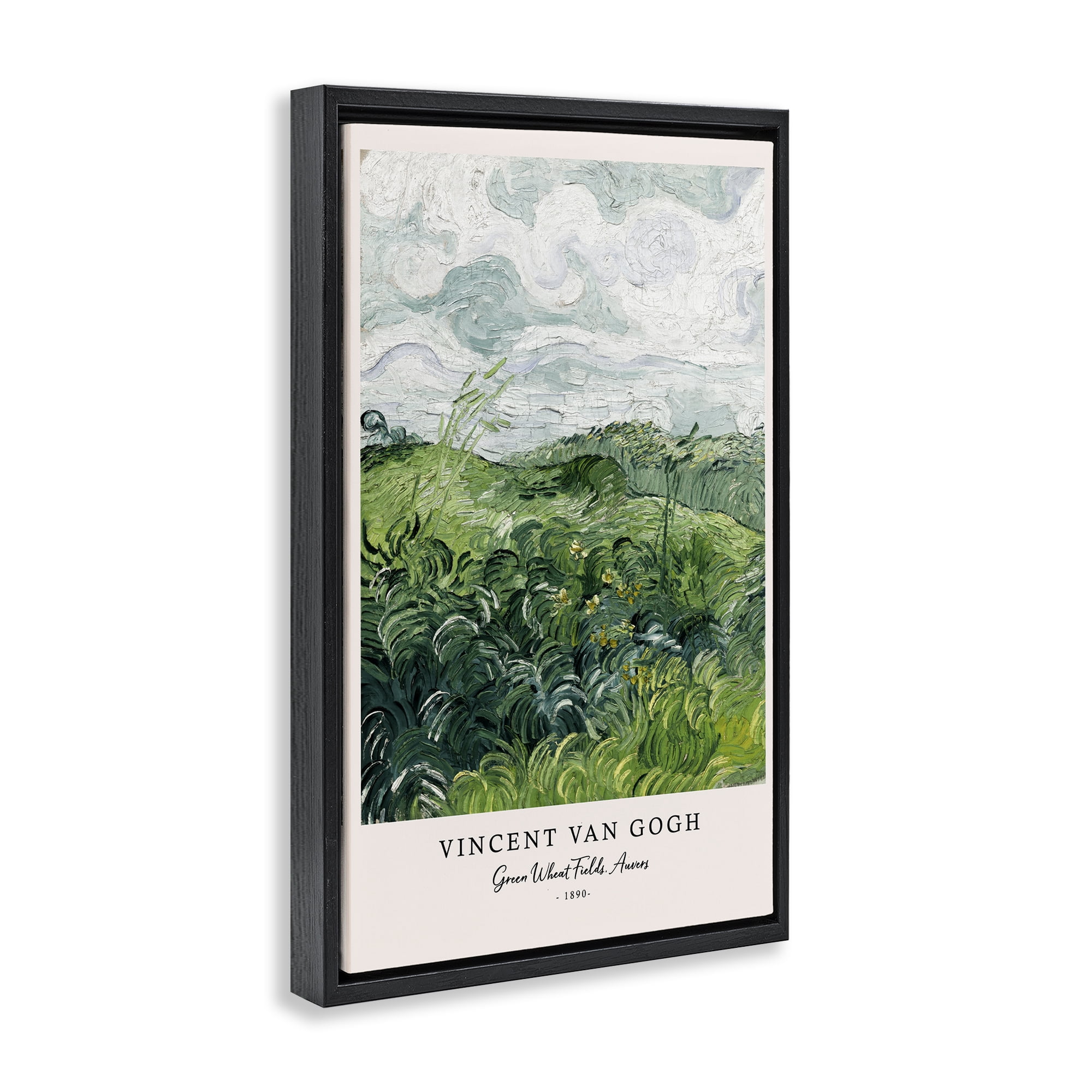 Stupell Industries Classic Green Wheat Fields Black Framed Floater Canvas Wall Art, design by Vintage Hustle