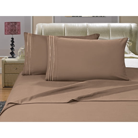 Elegant Comfort? 1500 Series t Egyptian Quality Microfiber Deep Pocket Bedroom Sheet Set, Queen Taupe