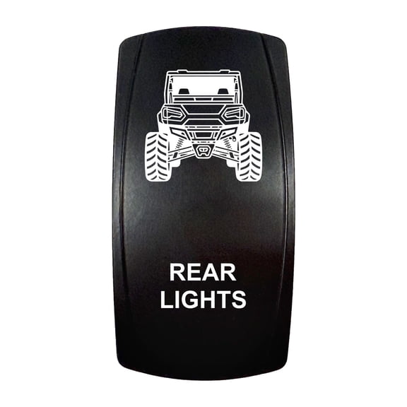 UTV Rear Lights | On / Off Rocker Switch | 4-Pin 20A Blue LED Backlit | Waterproof 12V – 48V