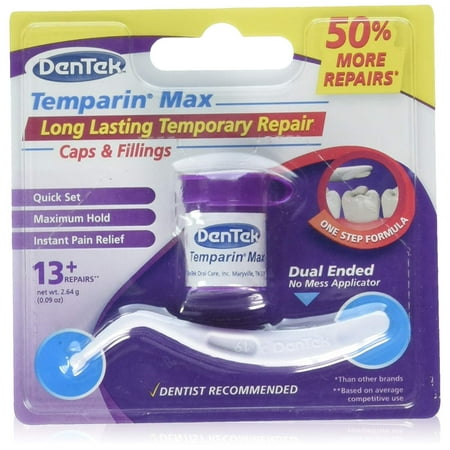 Temparin Lost Filling Repair, This product is rWalmartmended for: Lost Fillings; Loose Caps and Crowns; and Between Dentist Visits By