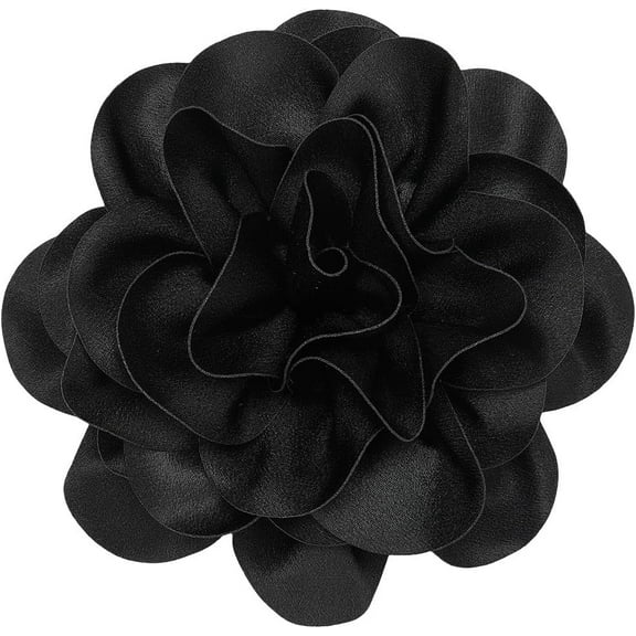 20cm Big Flower Brooch Purple Extra Large Camellia Brooch Pins for Clothes Removable Satin Fabric Lapel Pins Brooch for Women Dresses Wedding Party Banquet Suit Accessories Jewelry Gifts Black