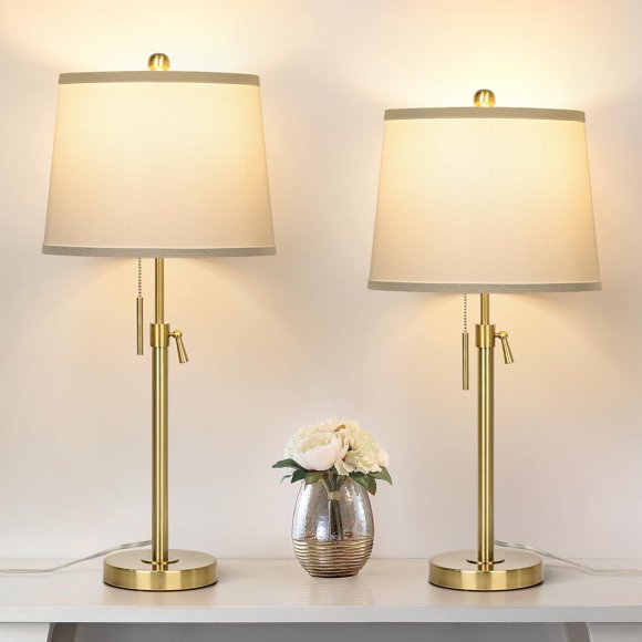 Lámpara JUNNAI, paquete de 2, ajustable de 56 a 76 cm, dorada, con LED de 3 colores