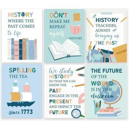 6 Pcs 6 Styles Boho History Posters Social Studies Print Posters Creative History Classroom Wall Decor Colorful Learning Wall 15.7x11.8 Inch