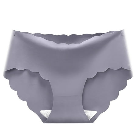 DondPO Womens Underwear Women s Solid Color Cotton Crotch Breathable Ice Silk Thin Mid Waist Underwear Seamless Underwear For Women Womens Sexy Underwear Gray L Clearance