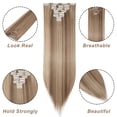 thumbnail image 2 of MY-LADY 8PCS Synthetic Clip in Hair Extensions Double Weft Full Head HairPiece Straight Natural Black Brown Blonde, 2 of 8