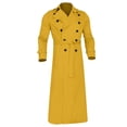 thumbnail image 3 of HAXMNOU Men's Classic Lapel Long Trench Coat Jacket Windbreaker Outwear Casual Overcoat Yellow XXL, 3 of 5