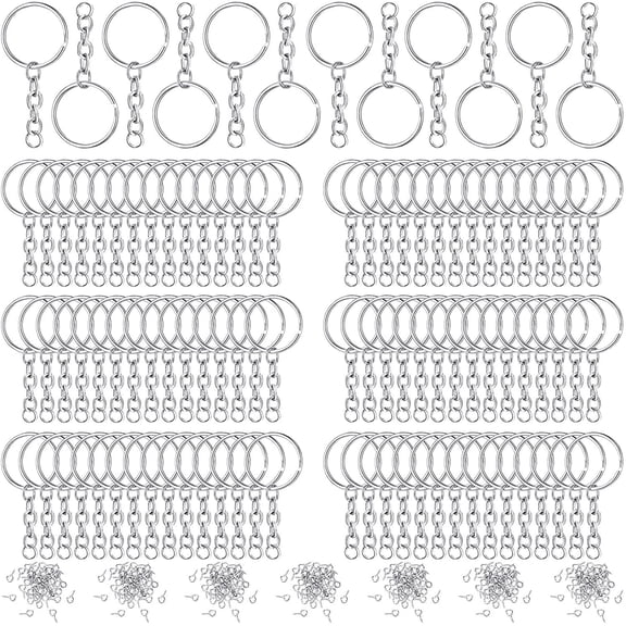 Keychain Making Kit, 360 Pcs Key Rings, Jump Rings, and Screw Eye Pins for DIY Keychain Crafts, 25mm, Silver
