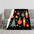 thumbnail image 2 of Durable Soft & Warm Flannel Blanket - Cozy Holiday Design with Colorful Ornaments Stars & Snowflakes for Sofa Travel & Bed, 2 of 7
