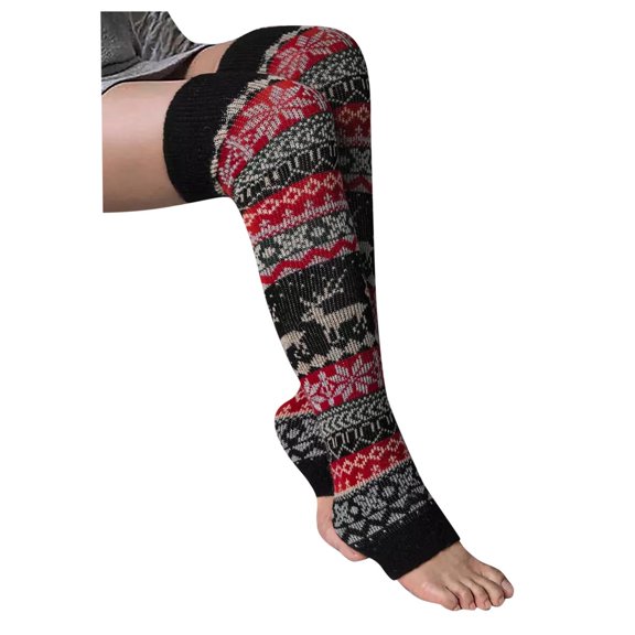 LWNYDPLSD Girls Ladies Women Christmas Warm High Over The Knee Socks Long Cotton Stockings Knit Warm Stockings Clearance Sale Black