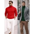 thumbnail image 3 of Green Turtleneck Men Long Sleeve Knitted Shirt Ultra SoftTurtle Neck Sweater James For Men (L), 3 of 7