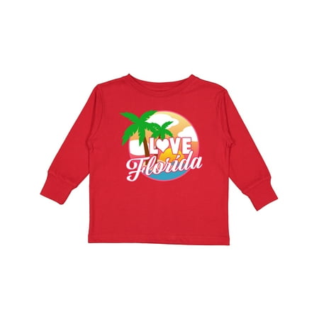 

Inktastic I Love Florida with Ocean and Palm Trees Gift Toddler Boy or Toddler Girl Long Sleeve T-Shirt