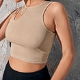 thumbnail image 4 of Women's Cut Out Sleeveless Round Neck Slim Fitted Ribbed Tank Crop Top Summer Cami Croset Tops Streetwear, 4 of 7