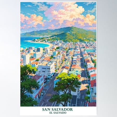 San Salvador, Capital City Of El Salvado Poster Wall Art, Modern Wall Decor For Living Room Bedroom, 8x12 UNFRAMED
