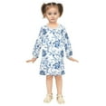 thumbnail image 5 of Blue White Flowers Girls'long-sleeved dress Thickened A-dress Warm Dress Basic Shirt Party Dresses, 5 of 7
