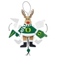 thumbnail image 2 of Topperscot by Boelter Brands NCAA Wooden Cheering Reindeer Ornament, University of Oregon Ducks, 2 of 2