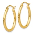 thumbnail image 2 of Real 14kt Yellow Gold Polished 2mm Tube Hoop Earrings; for Adults and Teens; for Women and Men, 2 of 4