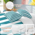 thumbnail image 2 of 3 Piece Teal Striped Duvet Cover Set Full Size, Microfiber Comforter/Quilt Cover with Corner Ties and 2 Pillowcases, Simple Art Vertical Stripe Farmhouse All Season Soft Bedding with Zipper Closure, 2 of 8