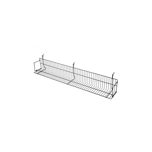 SSWBasics 48" x 6" x 6.5" Black Media Grid Shelf for Slatwall & Wire Grid