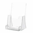 thumbnail image 2 of Acrylic Tri Fold with Card Pocket Countertop Display Stand for 4.25" Menus and 3.5" x 2" Gift Cards Maps or Pamphlets Bin for Tour Guide Brochures Clear Multi Pocket Caddy by Marketing Holders, 2 of 4