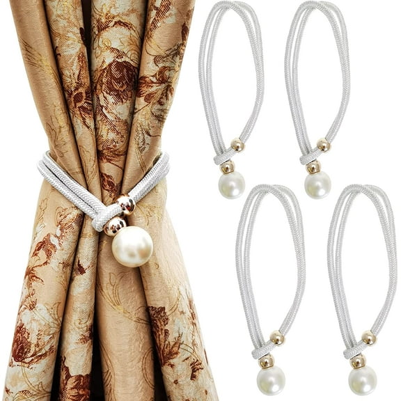 Curtain Tiebacks, 4 Pack Adjustable Curtain Ropes Suitable for Inside and Outdoor Curtains, Easy to Tie and Untie. (White)
