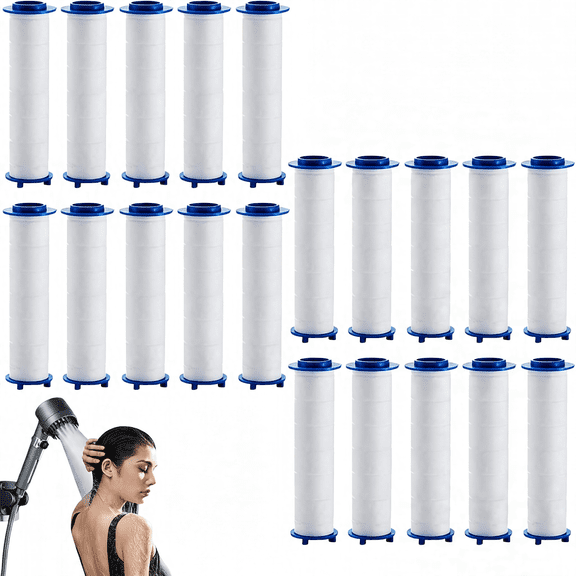 HIBIBUD 20Pcs Showerhead Filters, 2.75 Inch Ion Shower Dropse Head Filter Pp Cotton Replacement Cartridge, Water Filter Core Cotton for Handheld Showerheads.