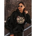 thumbnail image 2 of Rose Eye Sugar Skulls Sweatshirt Day of The Dead Gothic Women's Hoodie X-Large Black, 2 of 6