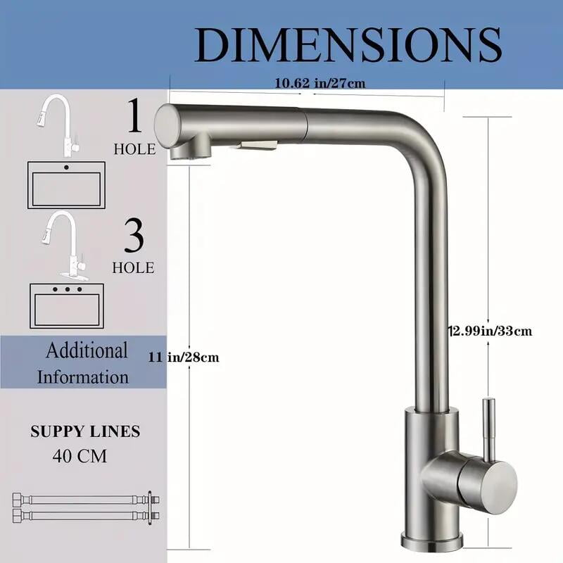 Brushed Nickel Kitchen Faucet Pull Down Sink Mixer Taps Single Handle with Cover