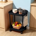 thumbnail image 4 of Rolling Side Table with Wheels Narrow End Table Storage Shelf for Bedroom Living Room Small Spaces, 4 of 6