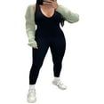 thumbnail image 1 of Combinaisons d'Entraînement pour Femmes Bodycon Sans Manches Col en U Couleur Unie Sport Yoga Extensible, 1 of 4