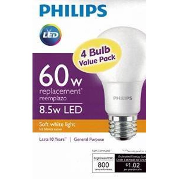 Philips New 60Watt Equivalent A19 LED Light Bulb Soft White 2700K