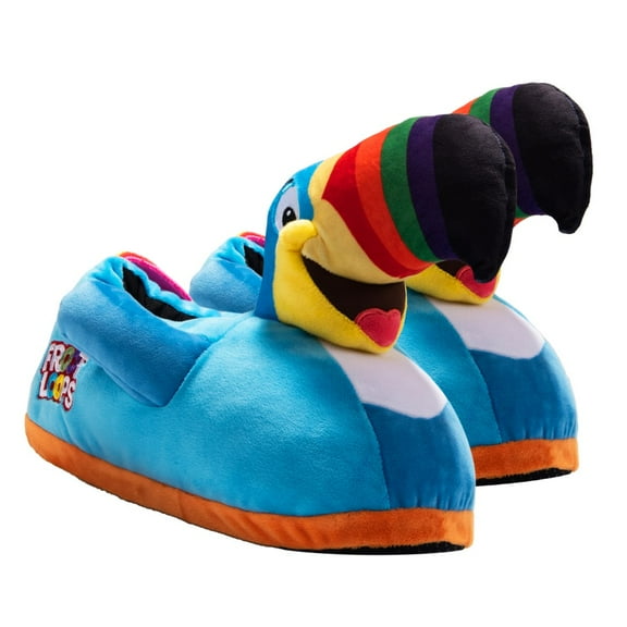 Odd Sox Froot Loops Toucan Sam Fun Indoor Novelty Slippers Colorful Plush Cozy House Shoes Size