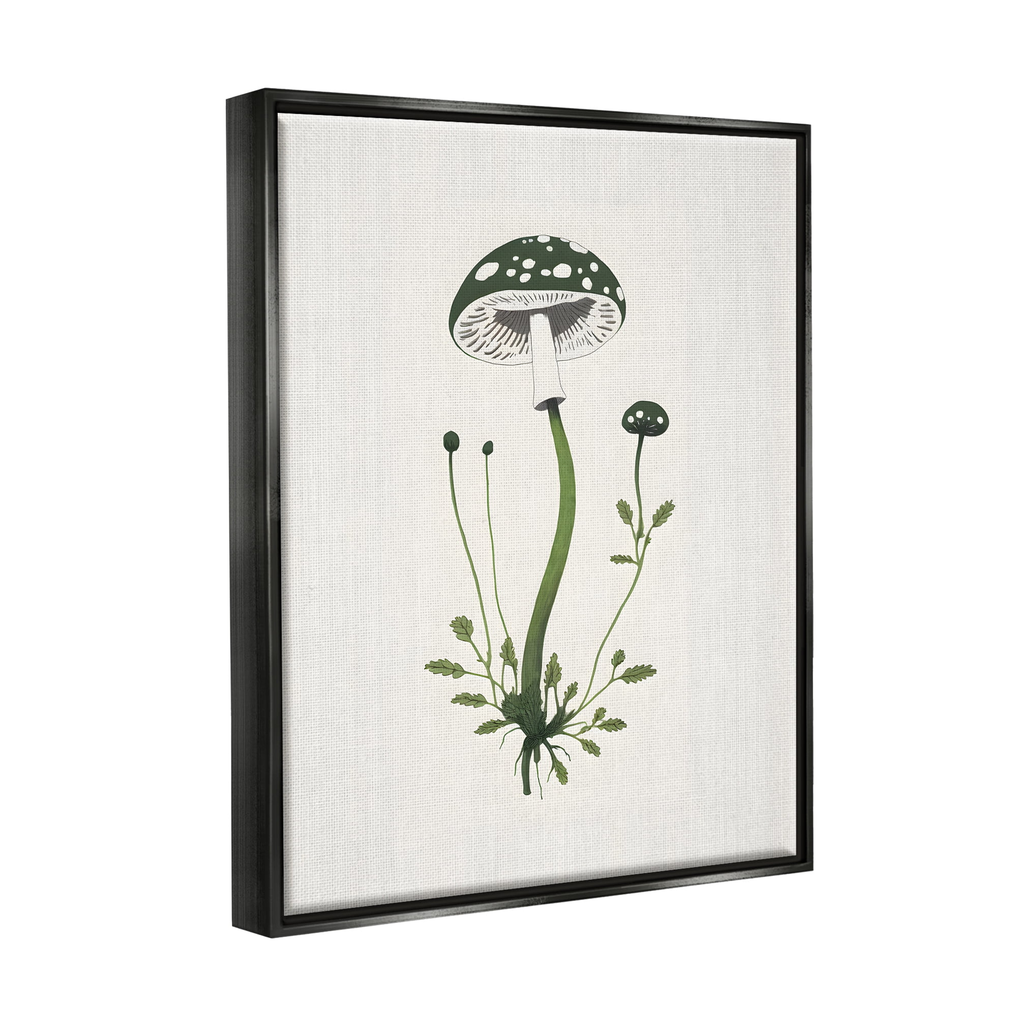 Stupell Industries Minimal Spotted Mushroom Botanical & Floral Painting Black Floater Framed Canvas Art Print Wall Art, 17 x 21