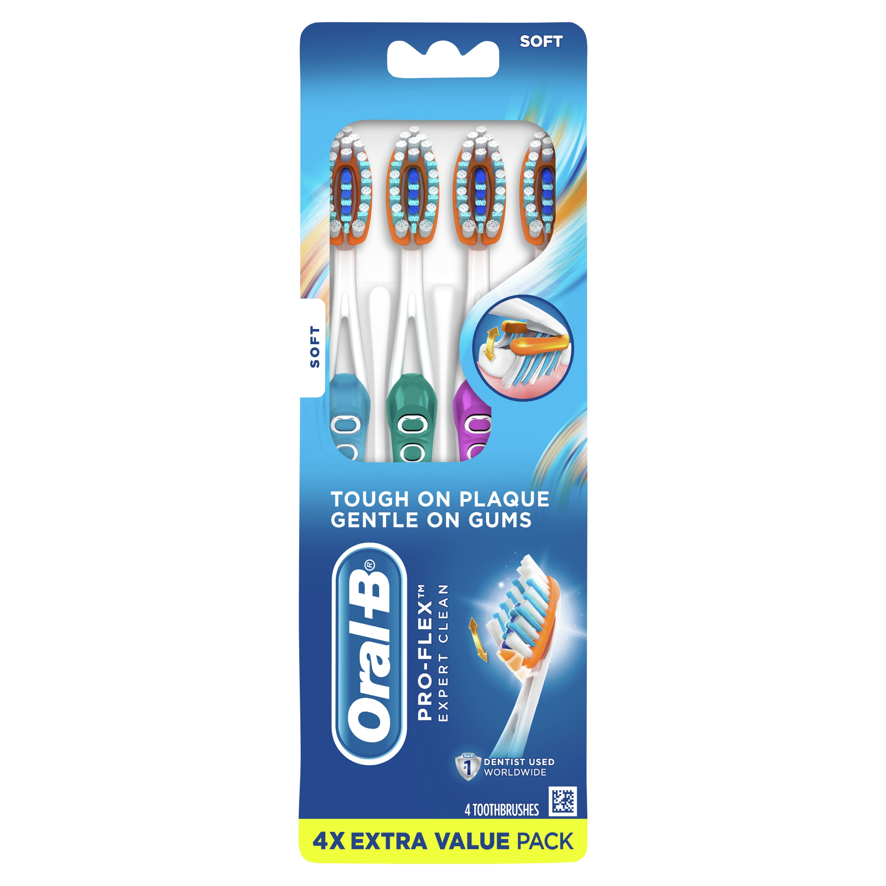 Oral-B Pro-Health Advanced Manual Toothbrush, Soft Bristles, 4 count