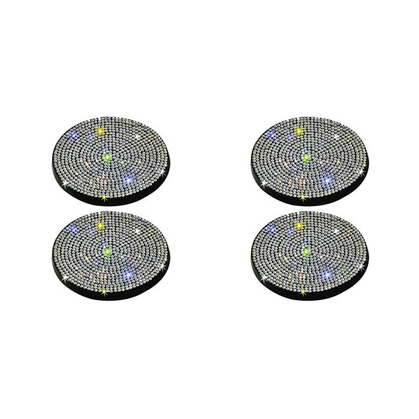 Kenally Paquete de 2 alfombrillas para portavasos de automóviles, accesorios para almohadillas de diamantes de imitación antideslizantes Type2 NO2