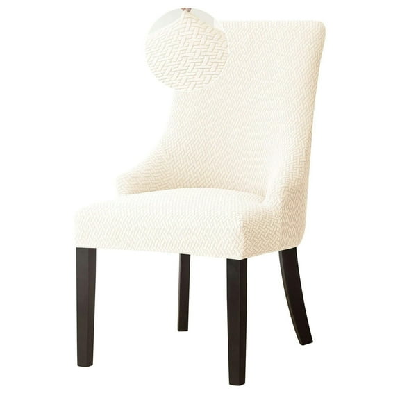 LKJYER Stretch wingback Side Chair slipcover, Plaid armless wingback Chair Cover Removable Washable Soft Spandex Sloping Armchair Covers with Elastic Bottom for Dining Room