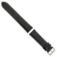 thumbnail image 2 of 24mm Long Black Sport Leather White Stitch Silver-tone Buckle Watch Band, 2 of 4
