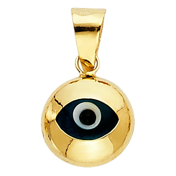 14k Yellow Gold Blue Evil Eye of God Pendant Legendary Charm Jewelry Female Unisex