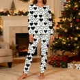 thumbnail image 2 of LYEAA Couples Matching Pajamas Sets Adults Crewneck Heart Print Long Sleeve Top and Pant Holiday Pajama Sets with Pocket, 2 of 8