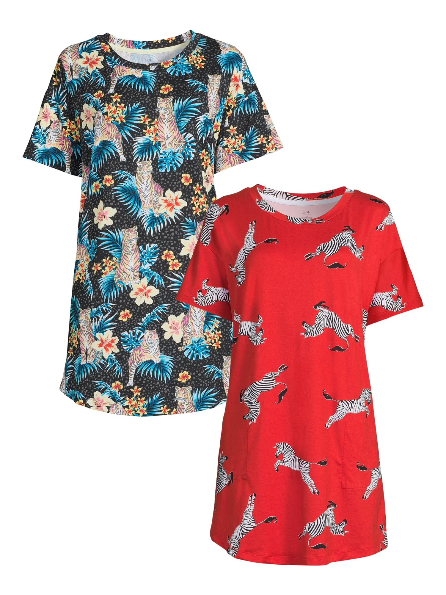 Secret Treasures Women's Short Sleeve Sleep Shirt, 2Pack