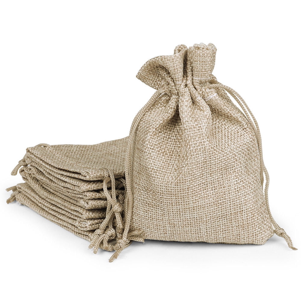 Small Burlap Jute Line Sack Jewelry Gift Bags Bag Natural Pouch Drawstring 