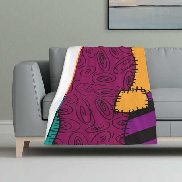 Manta con estampado multicolor, manta de franela súper suave, ligera y esponjosa, manta de cama con estampado de Sally de Pesadilla antes de Navidad