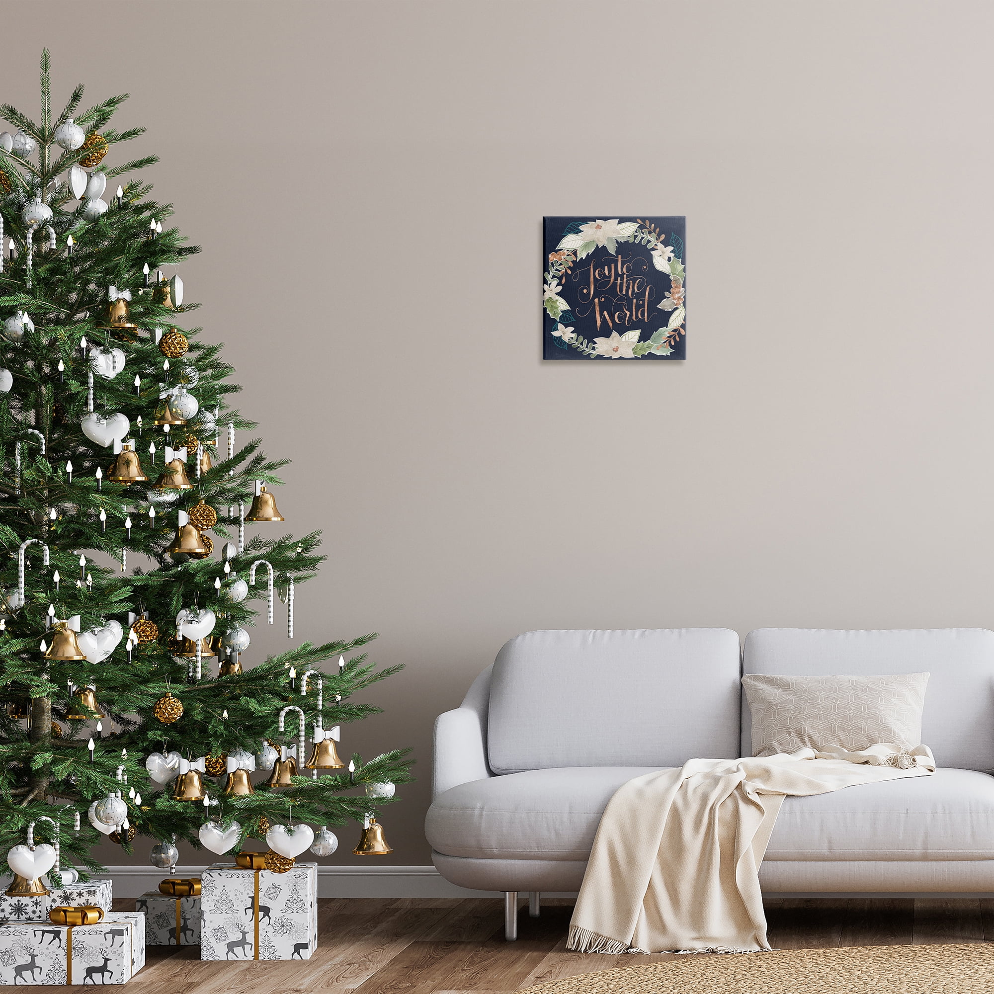 Stupell Industries Joy To The World Holiday Painting Gallery Wrapped Canvas Art Print Wall Art, 17 x 17