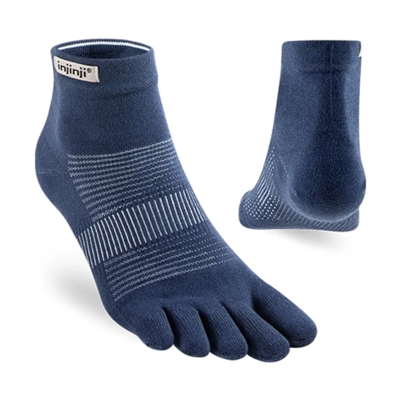 Injinji Unisex Run Lightweight Mini‑Crew Toe Socks, Navy, Medium