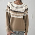 thumbnail image 2 of vigerkar Fair Isle Sweater Women Oversized Knit Vintage Crochet Cozy Long Sleeve Pullover Sweaters Fall Winter Outfits (Khaki, S), 2 of 9