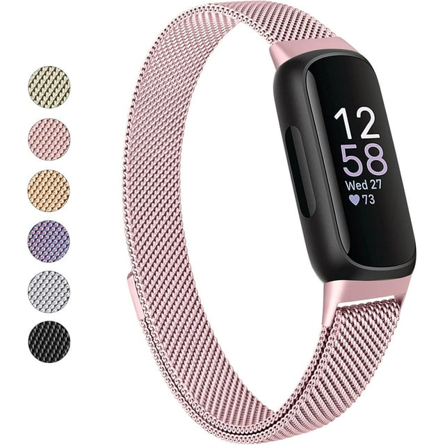 HCTian pour Fitbit Inspire 3 Bracelets Femmes Hommes, Bracelet en Maille Métallique en Acier Inoxydable Réglable Bracelet Magnétique de Remplacement Compatible avec Fitbit Inspire 3 Tracker D\'entraînement Physique