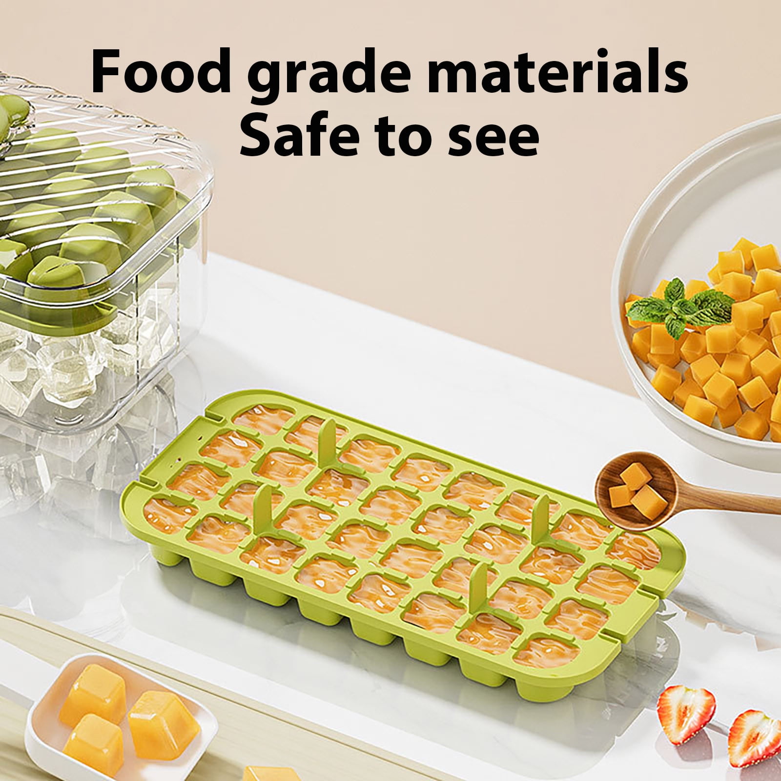 Ice Maker Machine with Storage Box and Shovel for Household Use, Food-Grade Large Capacity Press-Type Ice Block Maker