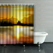 BPBOP Peaceful Landscape Mountains River Illustration Shower Curtains Bathroom Curtain 60x72 Inch